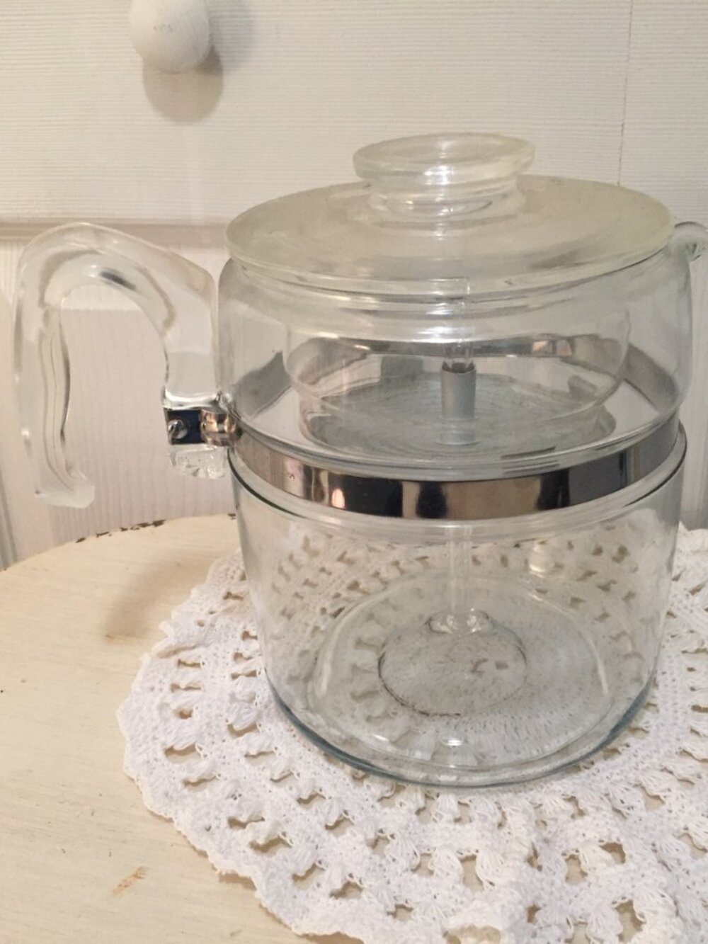 Vtg Pyrex Coffee Percolator 9 Cup Clear Flameware 7759 MISSING TOP STRAINER